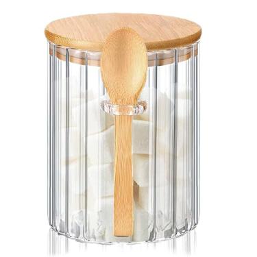 Imagem de Steviieden Recipiente de vidro para açúcar com tampas de colheres de bambu, tigela de açúcar de 473 ml, barra de café, pote de armazenamento de alimentos, cereais, nozes, sais, café, chá, farinha,