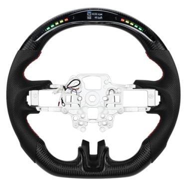 Imagem de LOSCHEN Volante De Fibra De Carbono Para Ford Mustang V6/Gt/Shelby Gt500 2018-2023, Couro Perfurado Nappa De Fibra De Carbono Real, Volante Indicador De Mudança De Tela Led Para Mustang 2018-2023