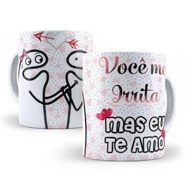 Imagem de Caneca de Cerâmica Branca 325ml Flork Namorados - Mecolour