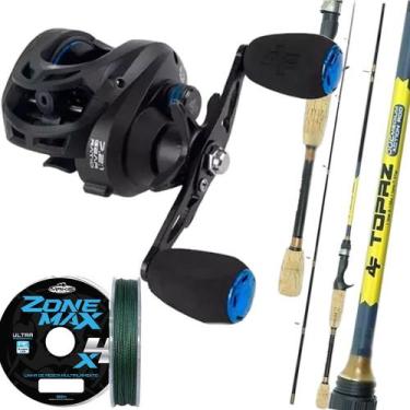 Imagem de Carretilha Anti Cabeleira Vara Topaz Carbono Linha Kit 15kg - ALBATROZ