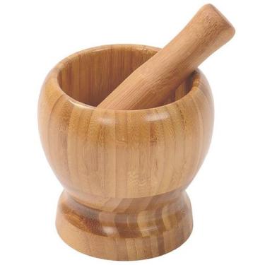 Imagem de Pilão de bambu com socador para amassar alho - KEHOME