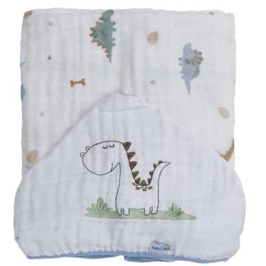 Imagem de Toalha Soft Bordada 80 cm x 90 cm Baby Joy, Dino