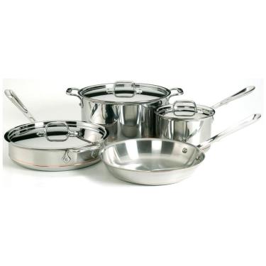 Imagem de Conjunto de Panelas e Frigideiras Antiaderentes com Núcleo de Cobre, 7 Peças, ALL CLAD 8400000007, Prateado