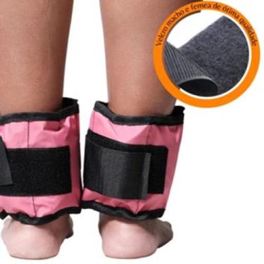 Imagem de Kit Caneleira Peso Tornozeleira PAR 1kg + 2kg + 3kg Rosa Exercício Mus