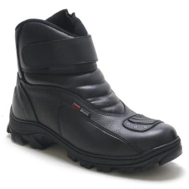 Imagem de Bota Coturno Motoqueiro Motociclista Couro Zíper Lateral Biqueira Prot