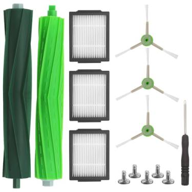 Imagem de Peças de reposição para aspirador de pó iRobot Roomba i8 i8+ i7 i7+ i6 i6+ i4 i3 i3+ Plus J7 E5 E6 E7 série i&E&J, 1 conjunto de escovas de borracha multisuperfície + 3 filtros HEPA + 3 escovas para