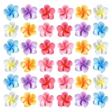 Imagem de GSHLLO 100 peças de pingentes de margaridas de resina grandes de 2,7 cm, flores planas, cabochão de flores, contas de scrapbook, enfeites de cupcake de flores do Havaí, pingentes coloridos de geleca