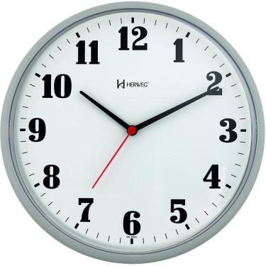 Imagem de Relógio De Parede Redondo 26 Cm 6126 Herweg Cinza Claro