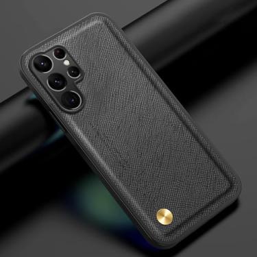 Imagem de HPQWN Para S23 Grade Capa de Couro Carregamento Sem Fio Integrado Placa de Ferro Capa de Telefone (Para S23/Preto)