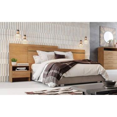 Imagem de Cabeceira para Cama Box Casal com 2 Mesas de Cabeceira - Volga-Cumaru - Móveis Novo Horizonte
