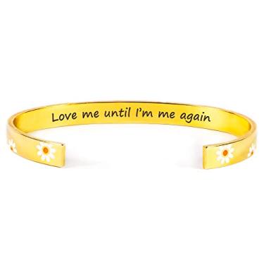 Imagem de História joias pulseiras inspiradoras para mulheres presentes para meninas adolescentes margarida girassol punho pulseira presentes para sua mãe, filha, amigos, irmãs, mantra gravado aniversário, joias de Natal, Metal não precioso, Sem pedras preciosas
