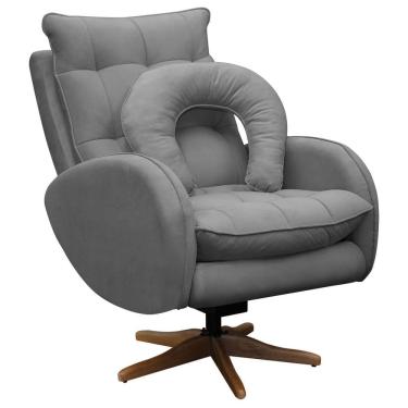 Imagem de Poltrona de Amamentação Base Giratória e Balanço em Madeira Angra Veludo - SOFA STORE