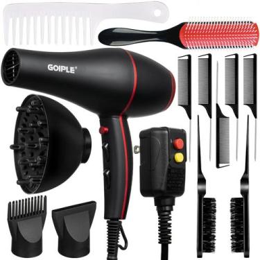 Imagem de Conjunto de secador de cabelo Lockmio Ionic 1800W com 13 acessórios