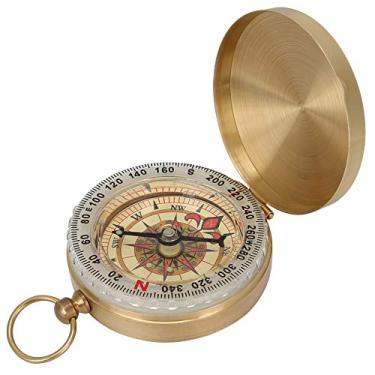 Imagem de Bússola de Sobrevivência de Acampamento para Caminhadas, Relógio de Bolso Estilo Retro de Latão Tipo Bússola Luminosa Com Capa para Caminhadas, Camping, Automobilismo, Passeios