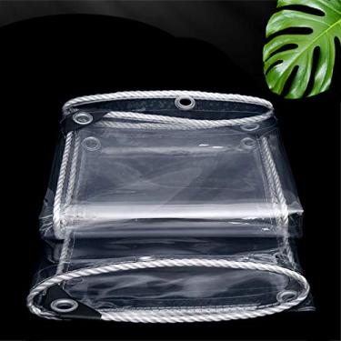 Imagem de Lona transparente impermeável de 0,35 mm, lona de borda espessa de PVC, pano de filme à prova de vento para janela, pano de toldo de carro, dobrável, com ilhós de metal, para jardim, estufa, varanda