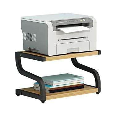 Imagem de FTOQWZXV Mesa de impressora grande rack de monitor de mesa de fax scanner rack de documentos armazenamento de escritório e organização de arquivos suporte de impressora (A)