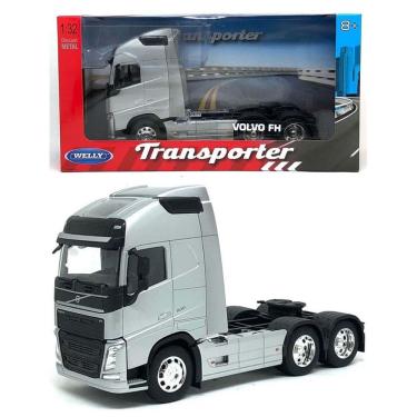 Imagem de Miniatura Welly Caminhao Volvo FH 500 6x4 Transporter 1/32 Die-Cast Prata