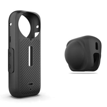Imagem de Capa protetora de silicone para Insta360 X4 com tampa de lente – à prova de choque, antiarranhões, aderência macia e antiderrapante – fácil acesso a botões e portas – proteção durável para câmera