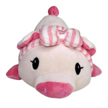 Imagem de Porco Roupa Laço Deitado 34 Cm - Pelúcia