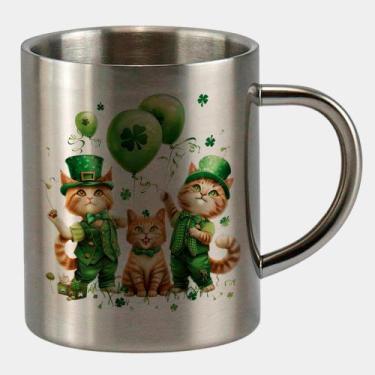 Imagem de Caneca de Inox Premium Prateada 400ml TURMA GATINHOS ST PATRICKS DAY 5