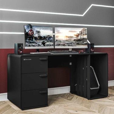 Imagem de Mesa Gamer E Escritorio Home - Preto/logo Prata