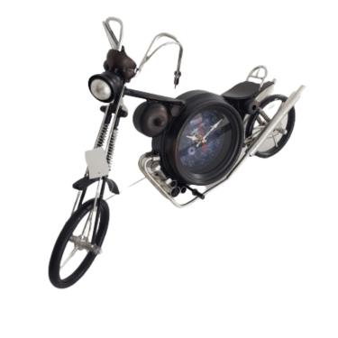 Imagem de Moto Retrô Em Metal Com Relógio 54cm X 33cm X 13 Cm