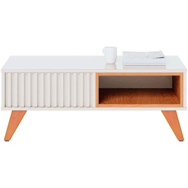 Imagem de Mesa De Centro Colibri Jeri Mdp Com Pés De Madeira Maciça Off White Com Freijó