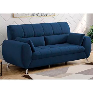 Imagem de Sofá De 3 Lugares Linoforte Stillus Ii Com 204 Cm De Largura E Revestido Em Tecido Suede Azul Marinho