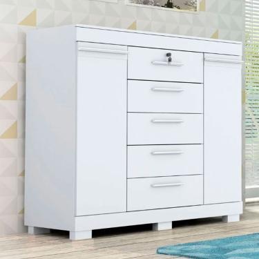 Imagem de Cômoda Diana Prime Com 5 Gavetas Com Chave Acp Móveis Branco