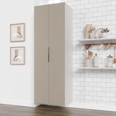 Imagem de Armário Multiuso 2 Portas 70cm Sem Rodapé Ipanema Cabecasa Madeiramadeira Fendi Trama/branco