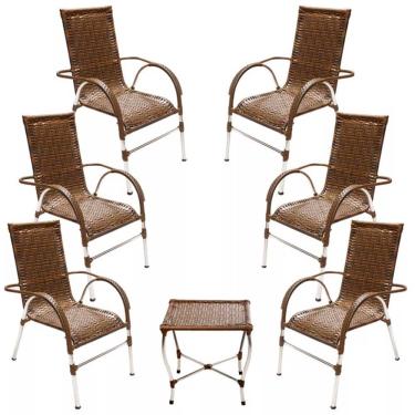 Imagem de Jogo 6 Cadeiras E Mesa Para Varanda Vênus Trama Original Argila