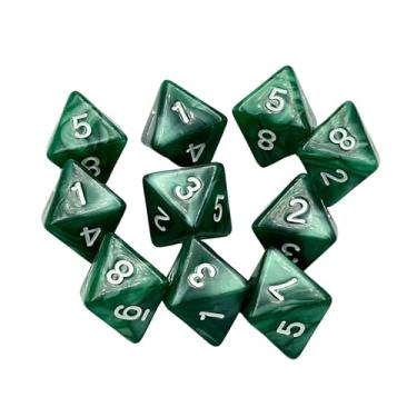 Imagem de 10 Pieces D8 Polyhedral Dice Set - 8 Sided Dice with Numbers | Ideal for Board Games, Classroom Activities, Party Table & Gaming Fun (Color: Green, Size: 1.6cm/0.63in)