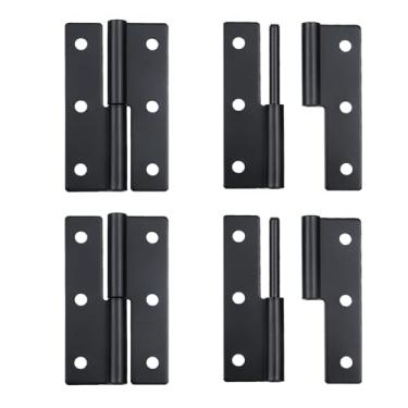 Imagem de LC LICTOP Dobradiça pequena do lado direito, articulação dividida de ferro, articulação destacável, bandeira, dobradiça, conector para porta de armário, caixa de madeira, caixa de joias, 6,3 cm, preto