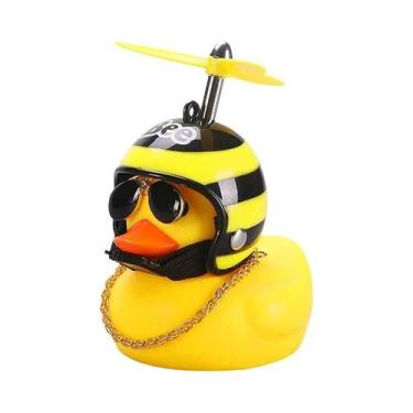 Imagem de Pato Amarelo Capacete De Motocicleta Ornamento De Carro Bonito Equitaç