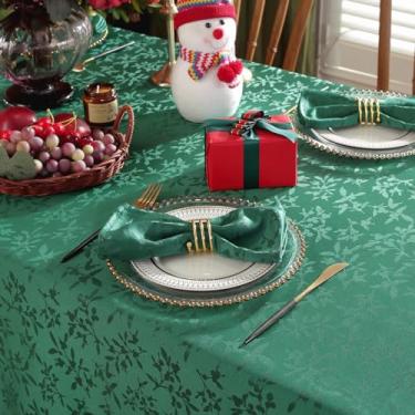 Imagem de SASTYBALE Conjunto De 4 Guardanapos Pano Natal Com Estampa Azevinho, Jacquard, Reutilizáveis, Laváveis À Máquina, Mesa Tecido, Damasco Para O Natal, Feriado Inverno, Quadrado 50,8 X Cm, Verde