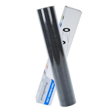 Imagem de guangyintong Rolos De Vinil Com Glitter Para Transferência Térmica Htv, 30 Cm X 1,5 M, Preto, Passar A Ferro Em Camisetas, Fácil Cortar E Design Diy