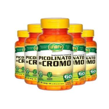 Imagem de Kit 5 Picolinato De Cromo 60 Cápsulas Unilife