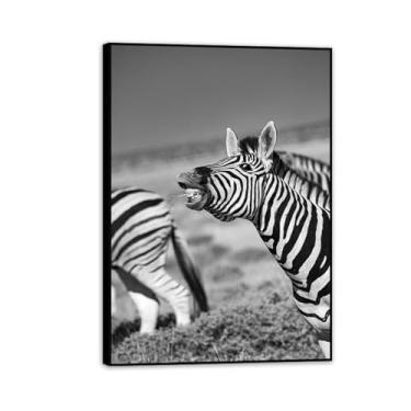 Imagem de SDYJ6GSW Imagens de animais em preto e branco para decoração de parede, imagens engraçadas de zebras na África, impressão de cavalo, pintura de arte de parede de zebra, decoração de parede para sala