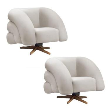 Imagem de Poltrona Giratória Orgânica com Balanço kit 2 Tana Bouclê E03 - D'Ross
