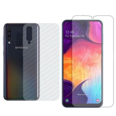 Imagem de Película Hidrogel + Adesivo Fibra De Carbono Para Samsung Galaxy A50 - Transparente