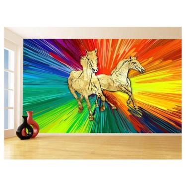 Imagem de Papel De Parede Animais Pop Art Cavalos Cores 3,5M Pxa354 - Você Decor