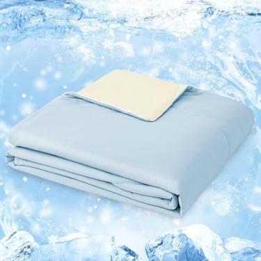 Imagem de Style Quarters Edredom Queen refrescante - Colcha de verão azul e amarela (228 x 228 cm), roupa de cama leve para crianças e adultos