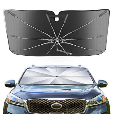 Imagem de Guarda-sol portátil para para-brisas personalizado adequado para Kia Sorento 2016-2020, 2 em 1 cristal de gelo durável guarda-chuva compacto sombra UPF50+ UV proteção contra isolamento térmico janela