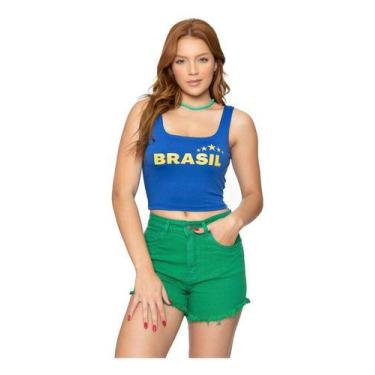 Imagem de Cropped Brasil Regata - Adamas, Azul, GG