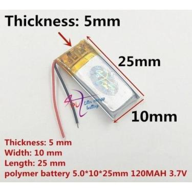 Imagem de Bateria 501025 3,7v 120 Mah 5mm X 10mm X 25mm  C/2 Fios - bgb