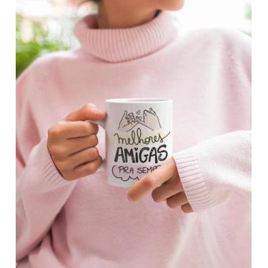 Imagem de Caneca Cerâmica Branca Melhores Amigas Pra Sempre - Caneca Amarela