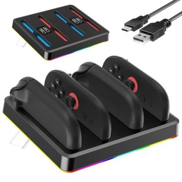 Imagem de Charging Dock Station for Nintendo Switch 2 Joycon Controller, FANPL Charger Stand for 4 joy con 2 with Charging RGB Indicator and Type C Charging Cable - Flat Version