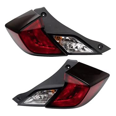 Imagem de TRQ Conjunto de luzes traseiras traseiras do lado do motorista e do passageiro compatível com Honda Civic HO2800191 HO2801191 2016-2020