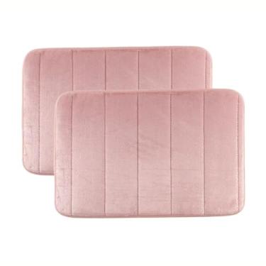 Imagem de KIT 2 Tapetes Antiderrapante Banheiro Super Soft | Tapete Banheiro Box ou Banheira | Tapete Para Banheiro Multiuso Decoração Quarto (Bege) (ROSA)