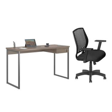 Imagem de Jogo Mesa Com Gaveteiro E Cadeira Inclinável Affara Preto